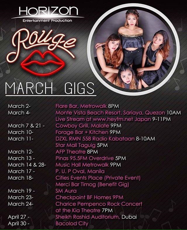 GyanMurriel's tweet photo. March Gig Schedules! Be updated. 💋 Follow @rougeallgirl https://t.co/n4TsTuJSuV