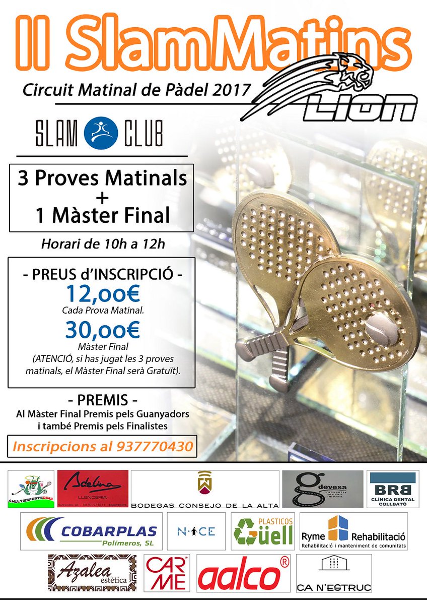 ¡Hello amig@s! Vuelven las #mañanas de #pádel en #SlamClub de <a href="/collbato/">Collbató Informa</a> con #SlamMatins 2.0. ¡Que ganas teníamos! slamclub.es