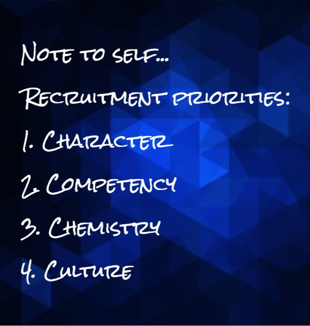 EnablingLeaders's tweet photo. When recruiting always make "character" your 1st decision - you can grow competence, but character will demand more of your time #leadership https://t.co/56PWSUIXYQ