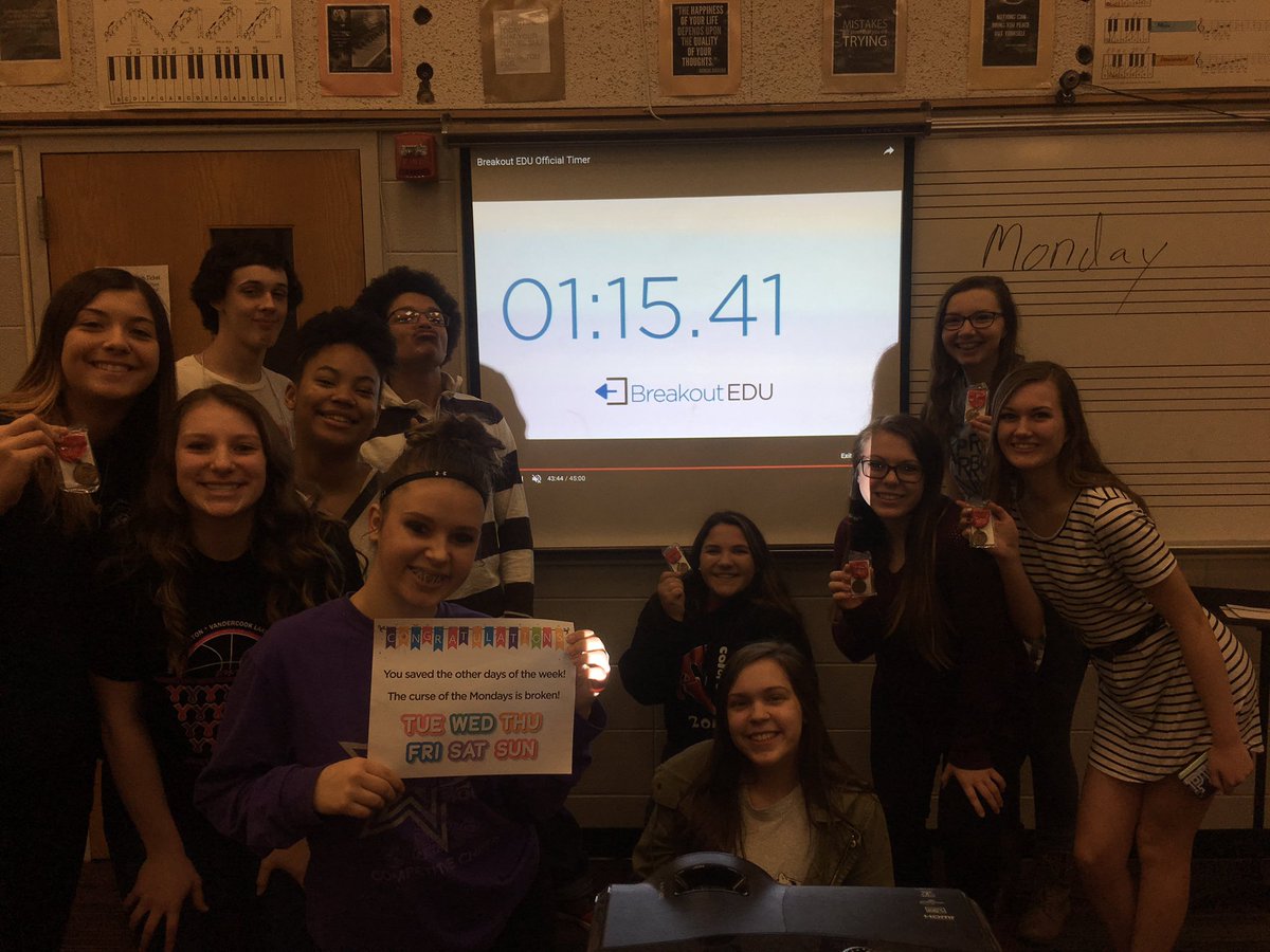 VCLMusic's tweet photo. And Chorale beats the @breakoutEDU box! They got o their festival medals!! #vandyjayhawks https://t.co/5xuhoeGHaU