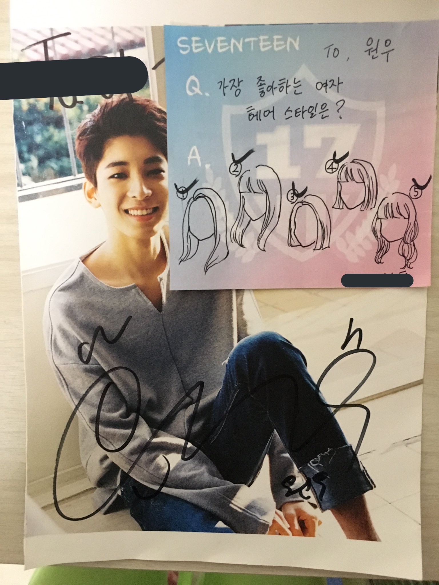 瀬渕学園 校長 Wonwoo セブチ 東京 サイン会 세븐틴 도쿄 사인회 Q この中で好きな髪型は A 全部にチェック 特に と聞いたら と とジェスチャーで教えてくれました ウォヌ君のファン 美容院へ走ろう T Co Nxj7qef3pv