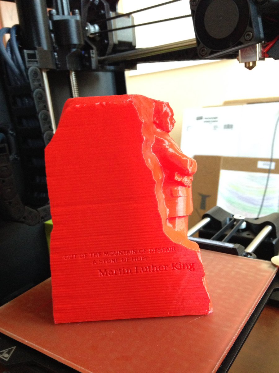 dcstemfest's tweet photo. "Out of the mountain of despair, a stone of hope." #DrMartinLutherKingJr 
3D printed @lulzbot3D #3dprinter #BlackHistoryMonth #DCSTEMFEST https://t.co/R7yP0EBcx6