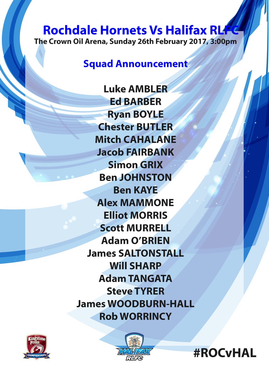 HalifaxPanthers's tweet photo. Check out the 19 man squad ahead of the trip to @RochdaleHornets https://t.co/HdcUkKDVfM