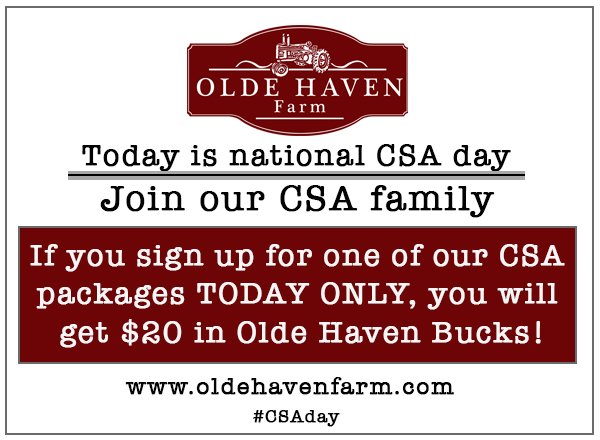 oldehaven's tweet photo. We're making the investments now for our future harvest. Join our CSA on Nat'l CSA Sign-up Day, today, Feb 24th and help us grow! #CSAday https://t.co/VqiFdRPZct
