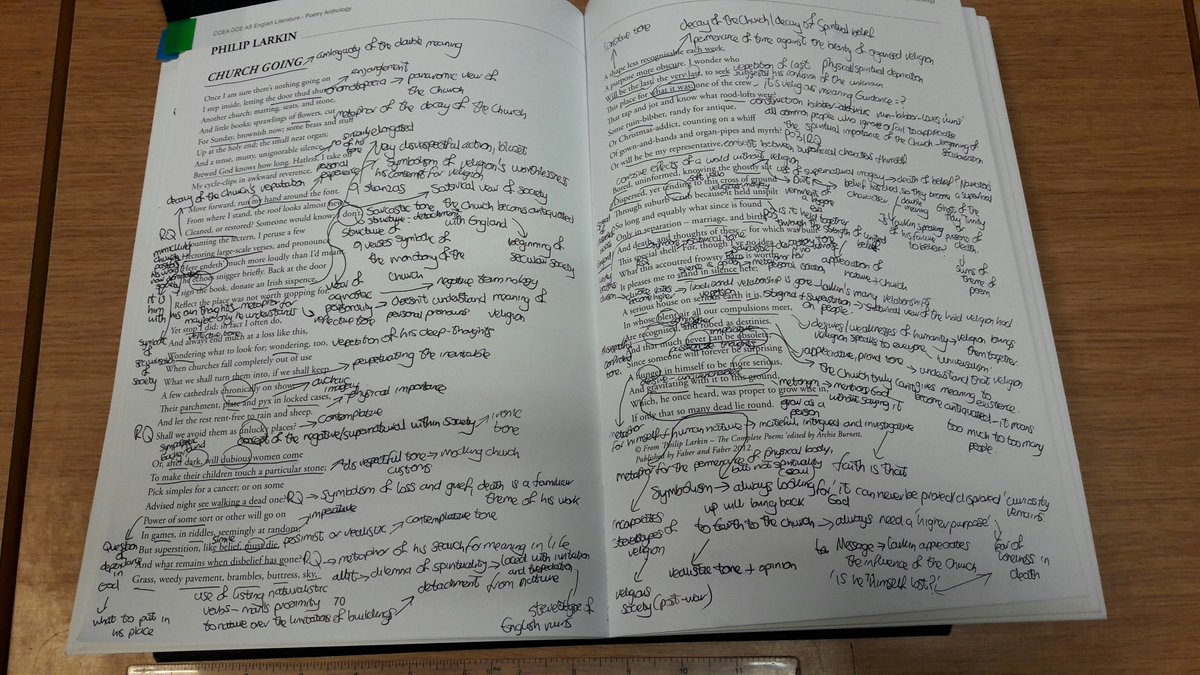 ENG_StJosephs's tweet photo. A talented year 13's notes on Larkin's Church Going...#enjoyingpoetry #perfectpatrick https://t.co/95Su8Haesv