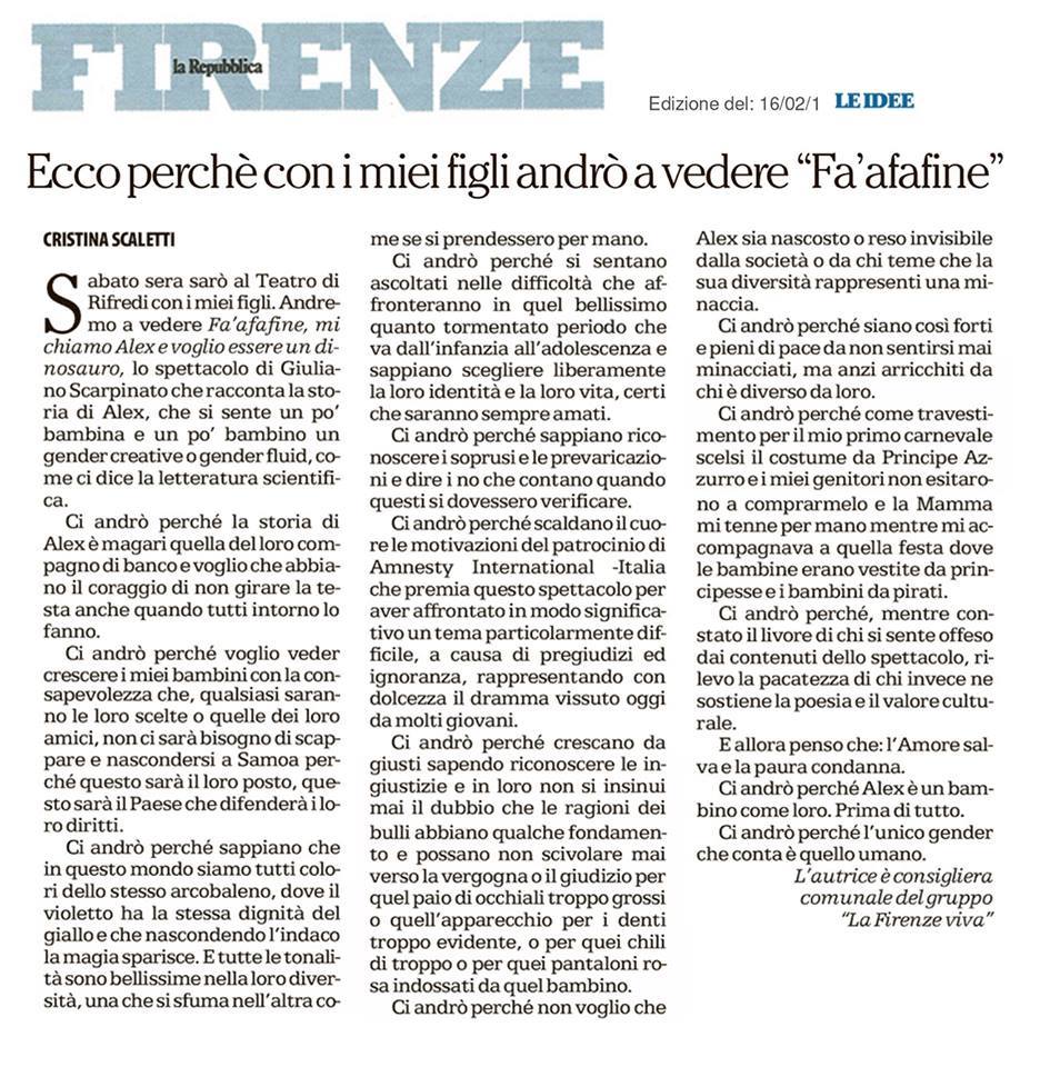 Avete mai sentito parlare di Fa'afafine - mi chiamo Alex e sono un dinosauro​?  goo.gl/zqVWg3