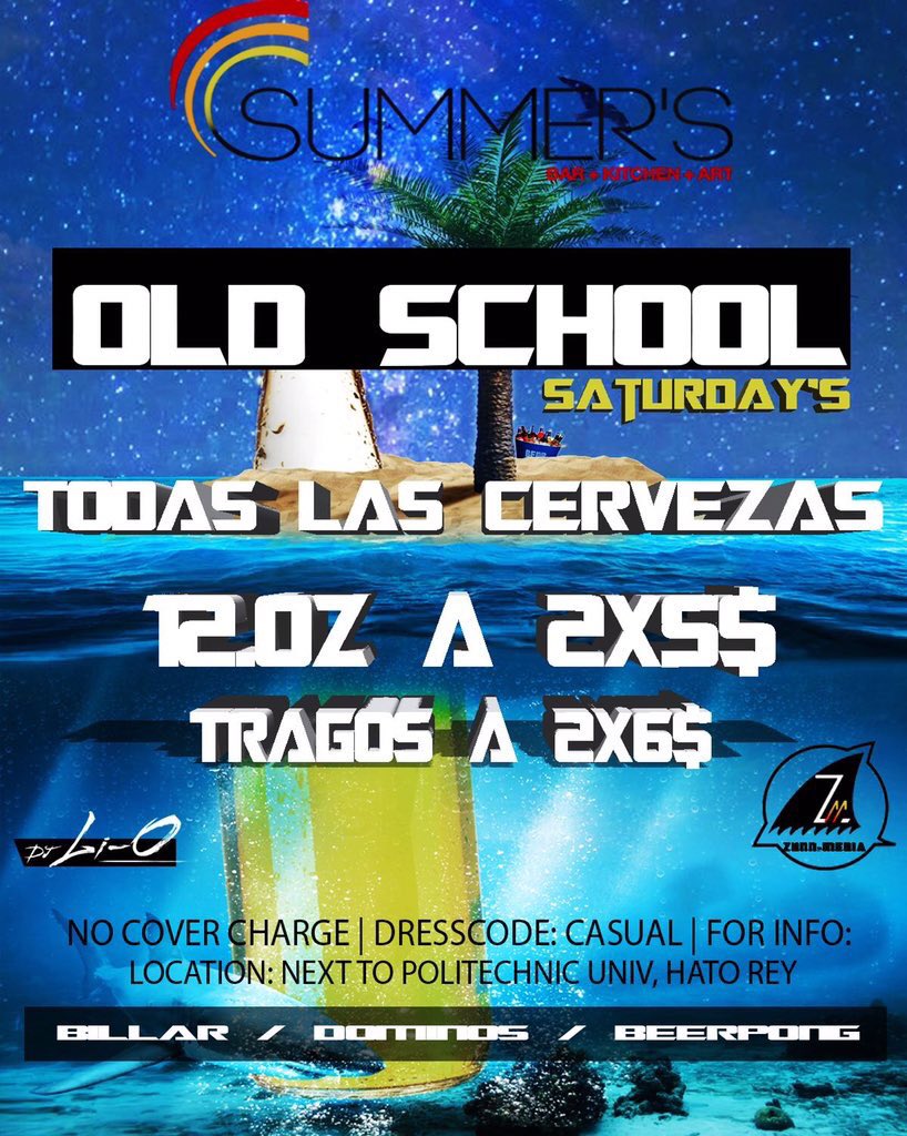 Zunnmedia's tweet photo. 🚨🚨Este sabado en summers🚨🚨
             🔥HAPPY HOUR🔥
    🍷🍹🍸  tragos 2x6$🍸🍹🍷
🍻BEER A 2x5$ TODA LA NOCHE🍻

 •Billar🎱
•Beer pong 🍺
@Zunnmedia https://t.co/ydeucIsQ5F