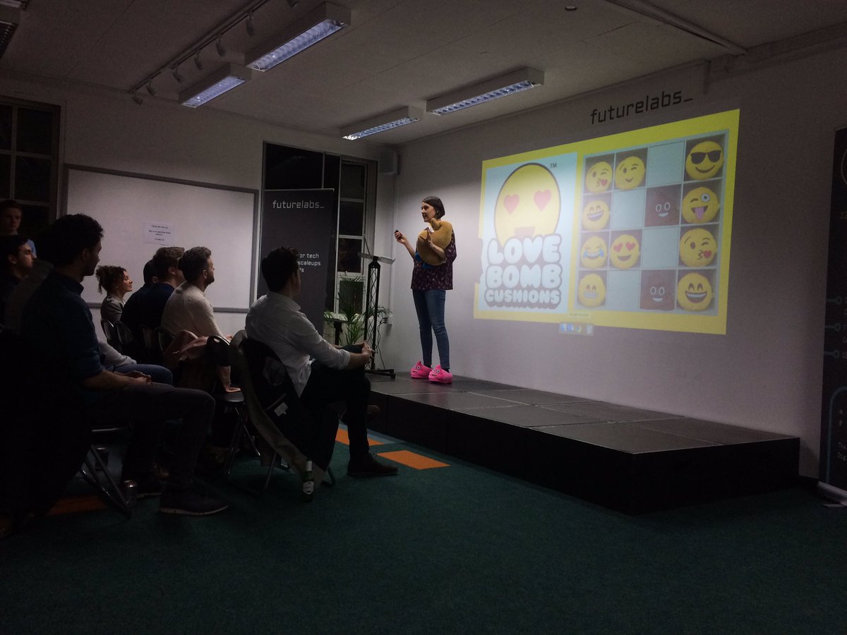Tech, cushions and poo at #foundersfriday. @LeedsFuturelabs @Lovebombcushion