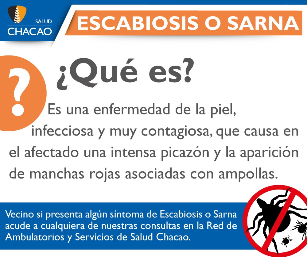 SaludChacao's tweet photo. ¿Sabes que es la #escabiosis ó #sarna? Aquí te lo explicamos. https://t.co/Ib4RqxIje0