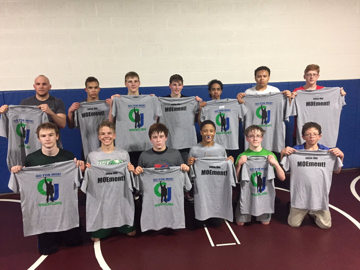 CJWrestlers's tweet photo. As tribute to the loss of "Coach Moe" CJ wrestlers will be wear tribute shirts rest of season #goforMOE #seizetheMOEment https://t.co/jybOrg8f7o