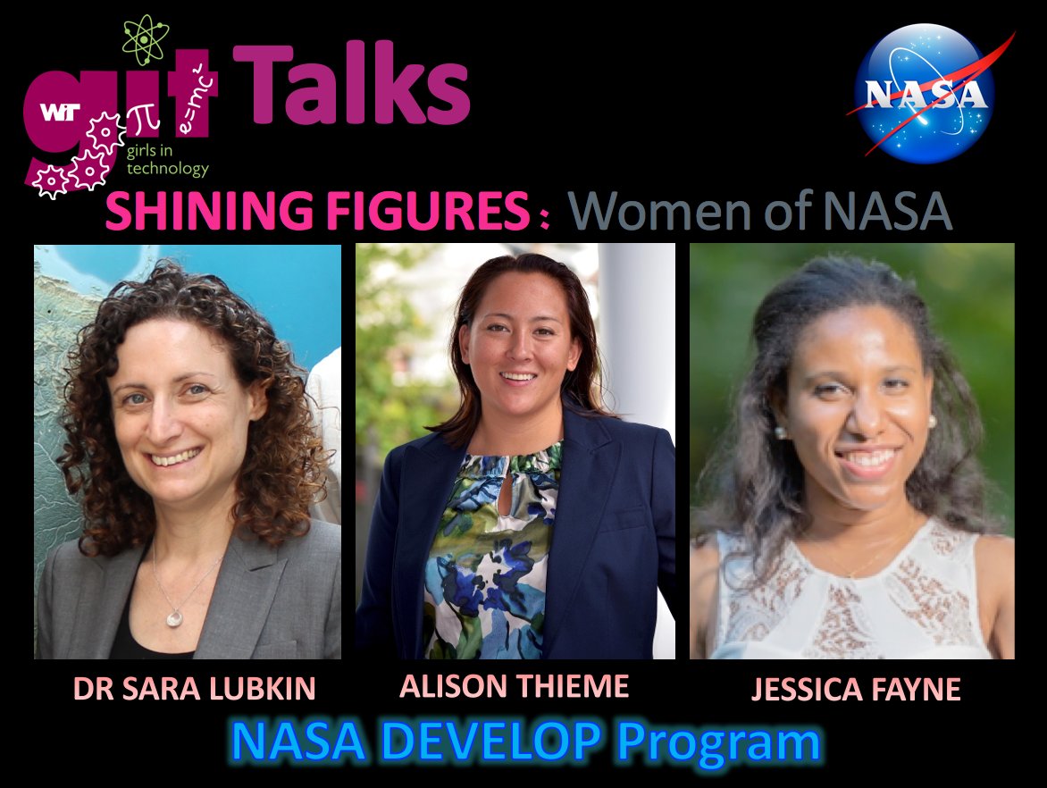 GirlsInTech_WIT's tweet photo. Our February #GITTalks topic is SHINING FIGURES: Women of NASA. @NASA_DEVELOP
#GITGirls #GITMentors, see you 2/28/17! @koshlandscience https://t.co/kjRMSs2Yaj