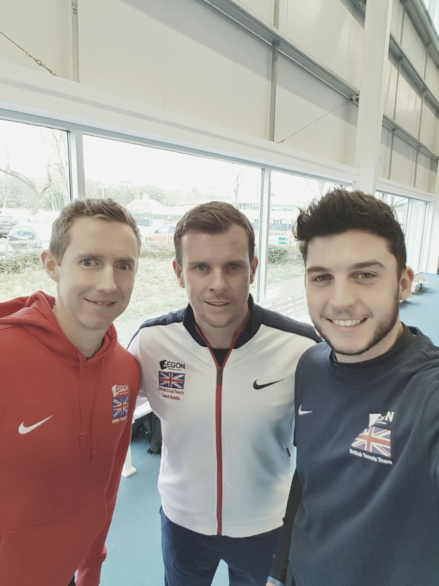 Coach <a href="/Reddersjack/">Jack Redfern</a> with GB Davis Cup captain <a href="/LeonSmith/">Leon Smith</a> and Wimbledon doubles champion Jonathan Marray <a href="/BritishTennis/">British Tennis</a> #TennisForKids #vamos