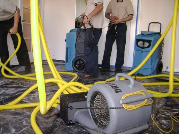 Drying ceiling, walls and floor - faucet leak upstairs