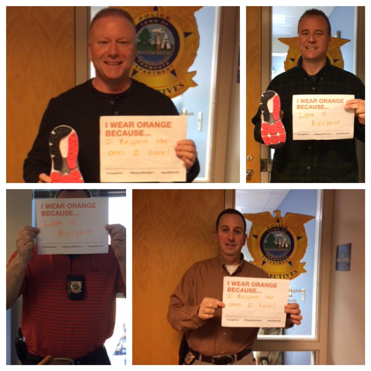IHTeens's tweet photo. More members of the Yarmouth Police Department supporting #TDVAM! #Orange4Love #RespectWeek2017 #IHTeens #LoveIsRespect @loveisrespect https://t.co/fE0hv4UxyB