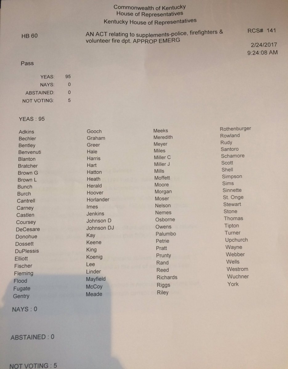 Kyrepmeredith's tweet image. HB 60, to increase state aid funds for volunteer fire departments and training incentives for police and firefighters just passed the House