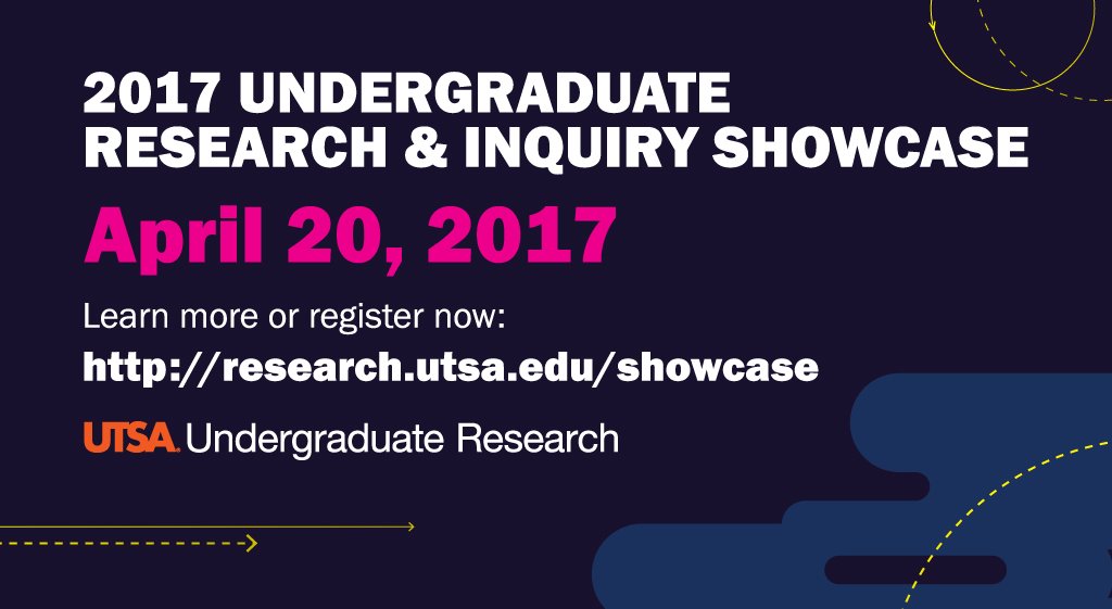 UTSAResearch's tweet photo. Registration is now open for the #UTSA Undergraduate Research &amp; Creative Inquiry Showcase. Download poster templates https://t.co/wEc1Zx1gHv https://t.co/YY1qXho4DT