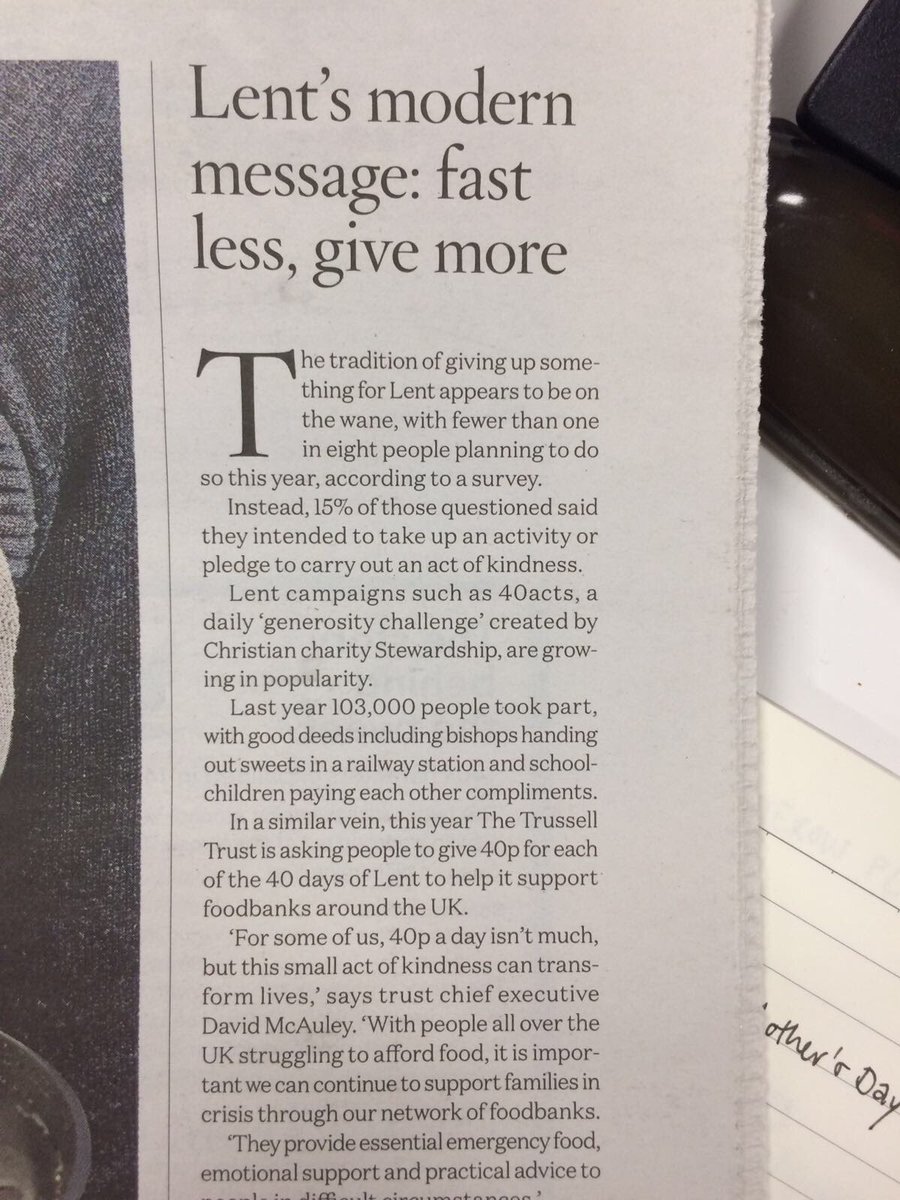 40acts's tweet image. #40acts made the front cover of...@waitrose weekend! 🙌#doLentgenerously