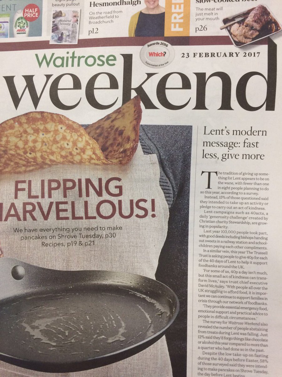 40acts's tweet image. #40acts made the front cover of...@waitrose weekend! 🙌#doLentgenerously