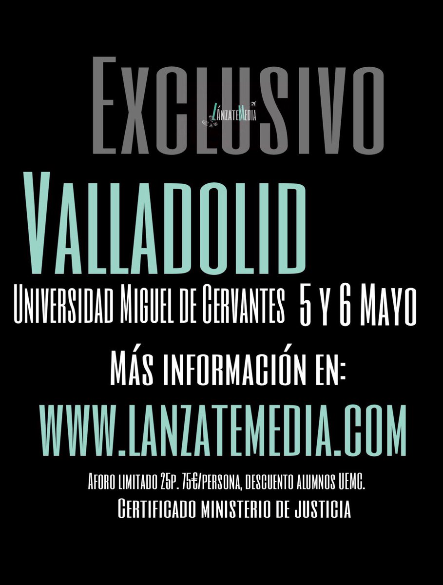 Os presentamos la nueva fecha para nuestro curso en Valladolid. Reserva tu plaza en lanzatemedia.com