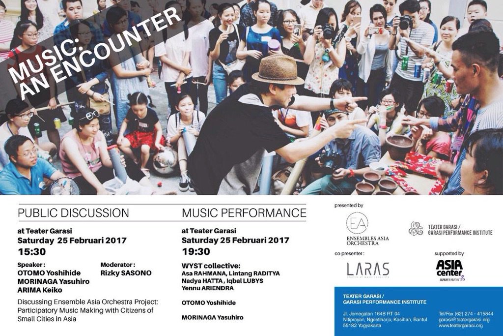 jalanbhakti's tweet photo. #BESOK “MUSIC: AN ENCOUNTER” di @teatergarasi Pk 15.30 Diskusi Publik | Pk 19.30 Pertunjukan Musik #FreeHTM https://t.co/9a47YuVgfe