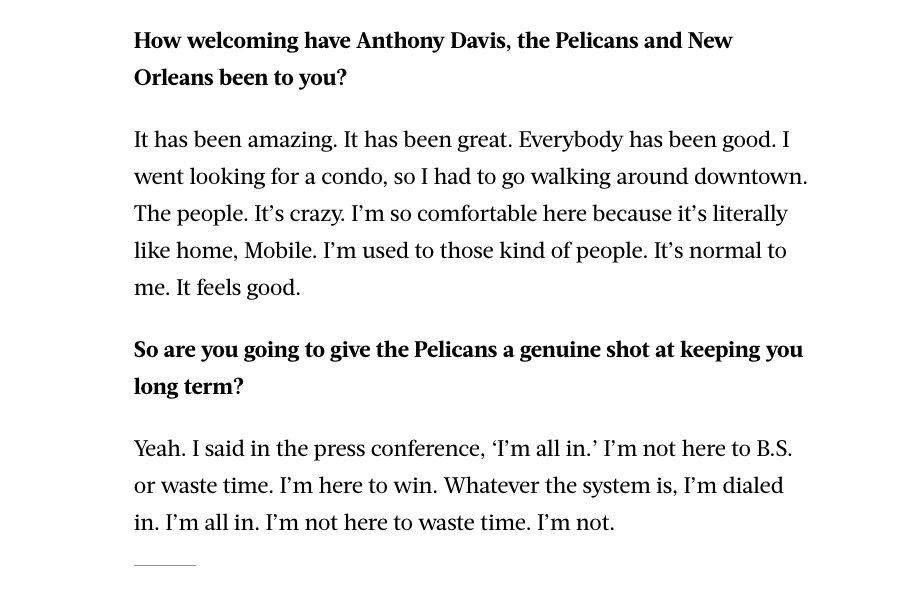 .@BoogieCousins to @MarcJSpearsESPN after the game on his #NOLA welcome, longterm outlook #Pelicans https://t.co/8YoeC9unN2