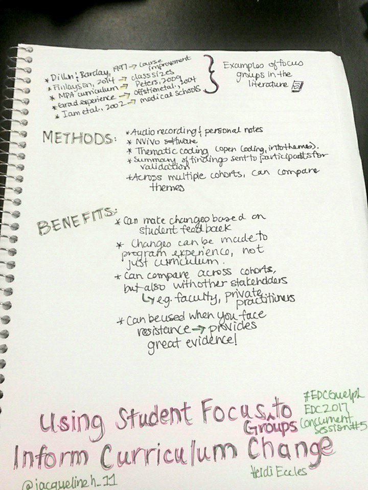 JacquelineH_11's tweet photo. Using student focus groups to inform curriculum change #EDCGuelph #sketchnoting https://t.co/oDhxZLaIMK