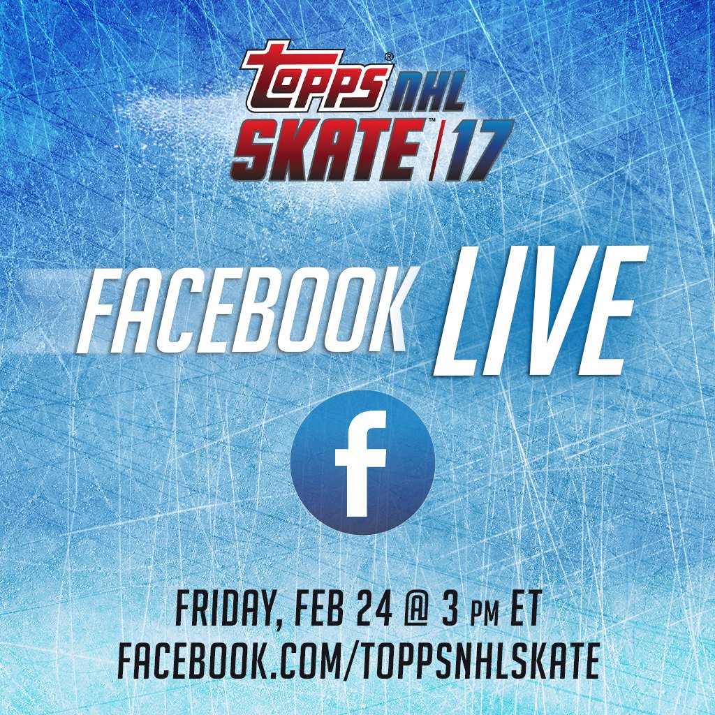 ToppsNHL's tweet image. IT'S ON! Join us at 3 pm ET on facebook.com/ToppsNHLSkate for our #FacebookLIVE! Cards, trivia, giveaways &amp;amp; much more coming at you!