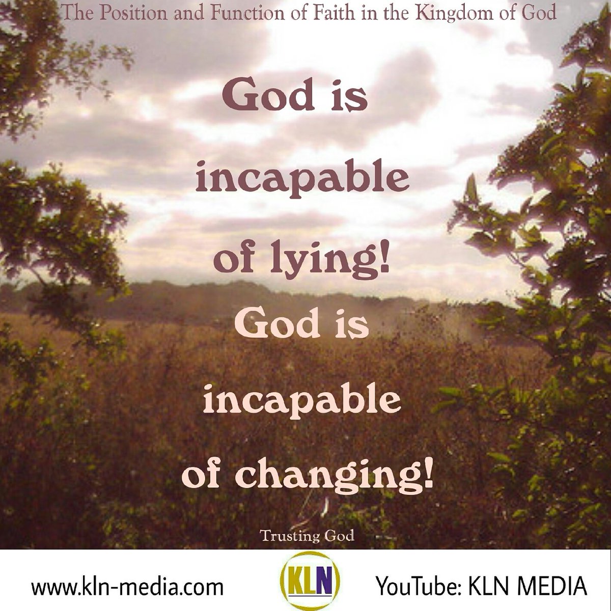 KLNMinistries's tweet photo. Titus 1:2 (1-3)
In hope of eternal life which God, who cannot lie, promised before time began. #God is #unchanging and #doesnotlie https://t.co/ANbCTLDEVr