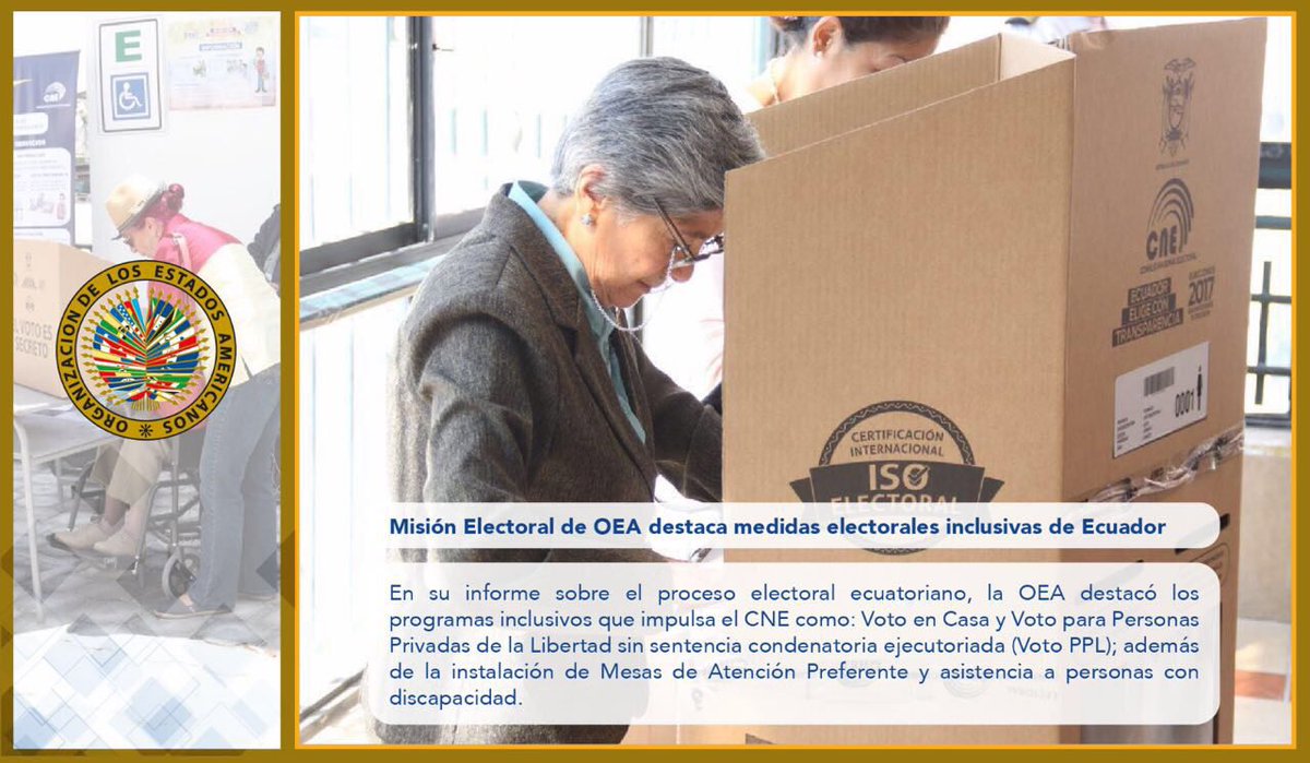 cnegobec's tweet image. #MisiónDeObservación de @OEA_oficial destaca medidas electorales inclusivas en Ecuador #CNETrabajoYCompromiso