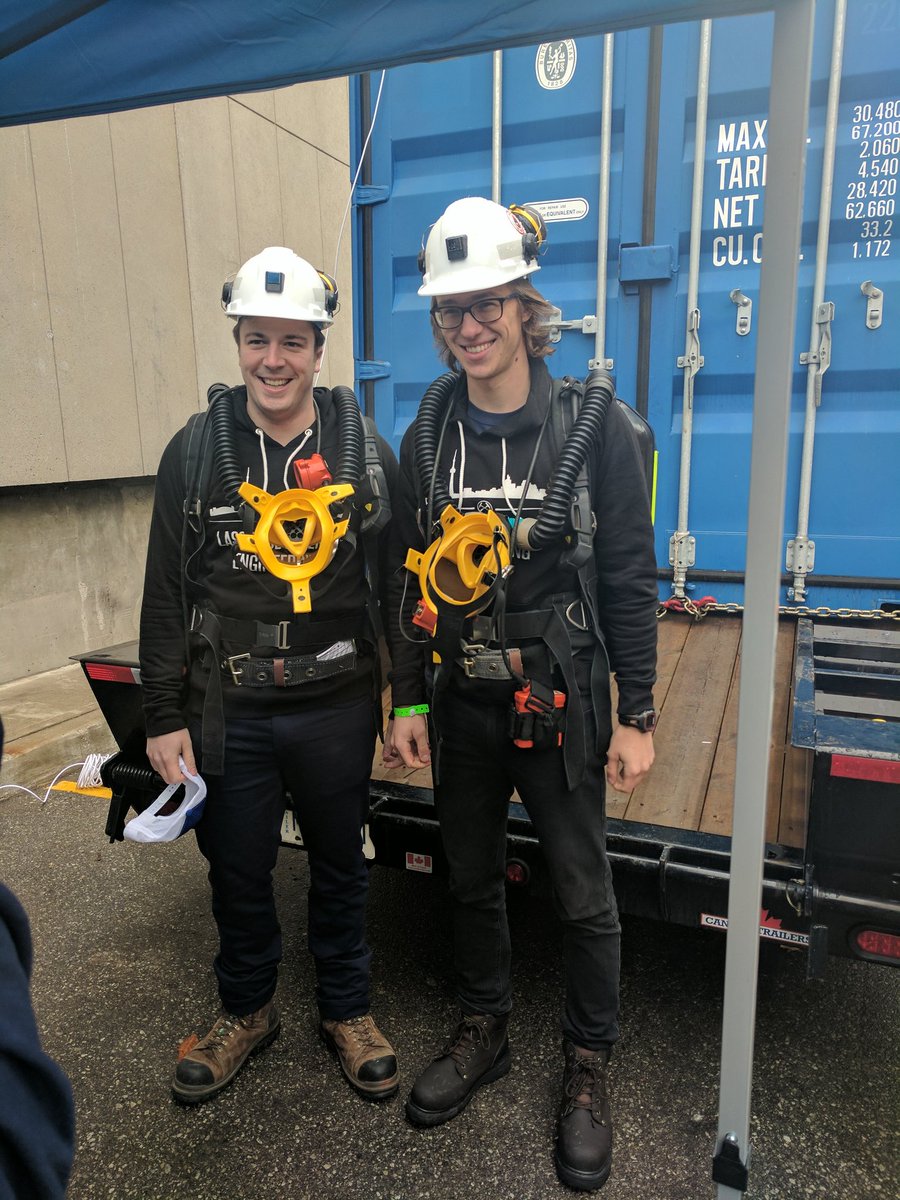 A couple of #UofTEngineering gems getting ready to take on the #OntarioMineRescue challenge. <a href="/uoftengineering/">University of Toronto Engineering</a>