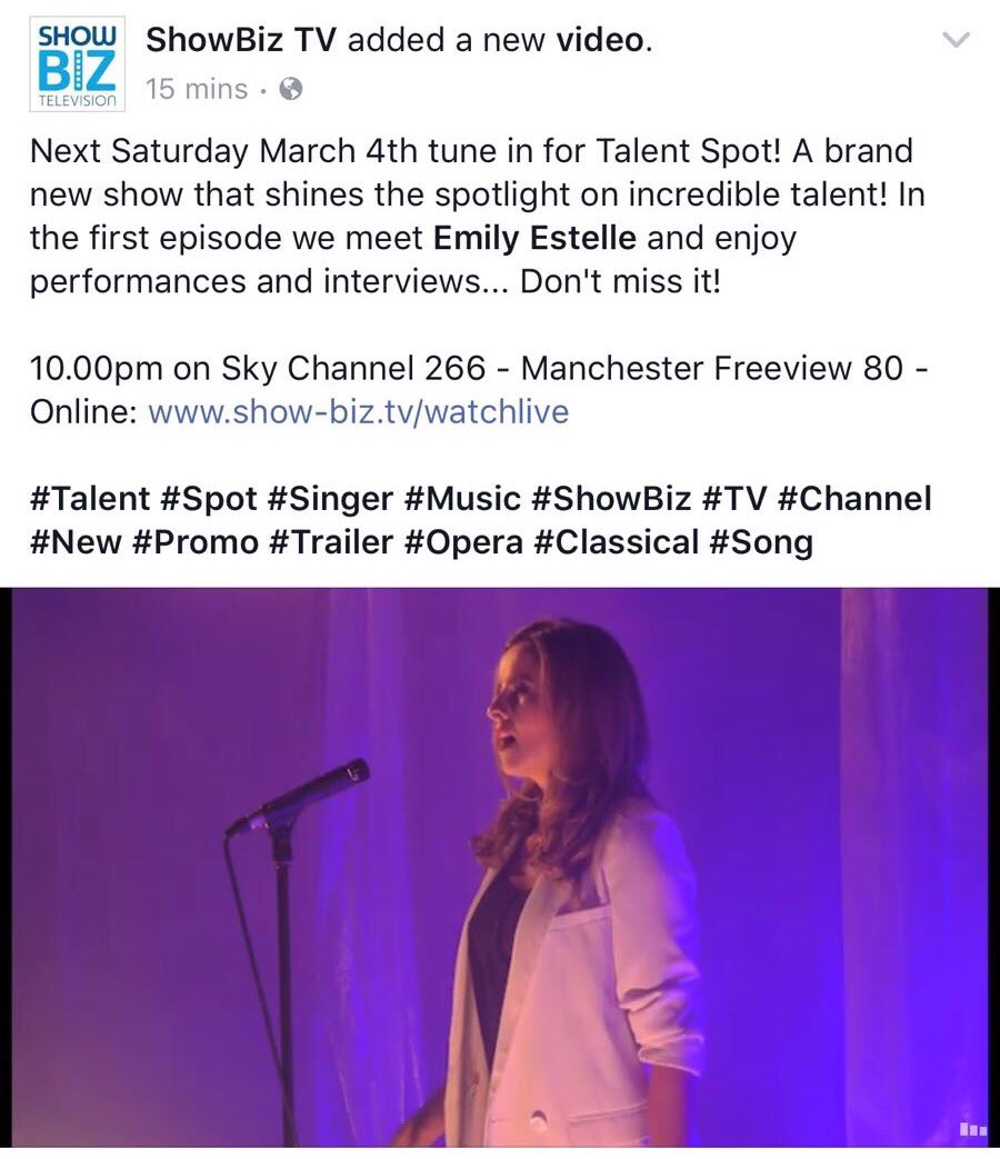Next Saturday 4th March sky channel 266 I'll be featured on <a href="/ShowBizTV_/">ShowBiz TV</a>  Talent Spot show #opera #classical #tv #music #singing