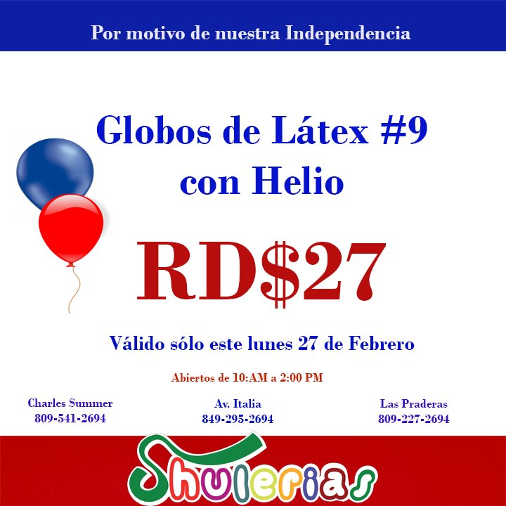 Shulerias's tweet photo. Este lunes 27 en Shulerias celebraremos nuestra independencia con increíbles ofertas!!! https://t.co/LxU04H1cUW