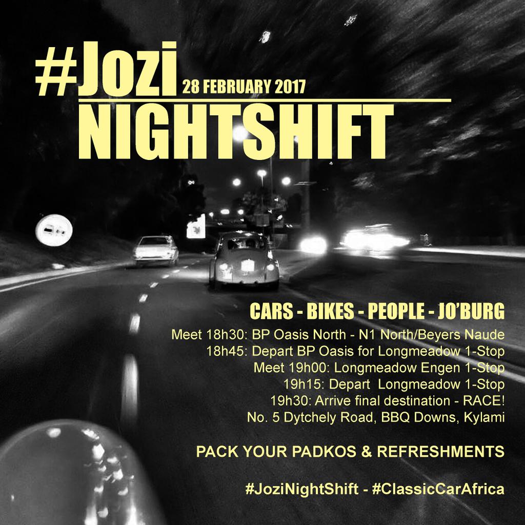 ClassicCarZA's tweet photo. Latest version with the final destination. Drive your classic car. #JoziNightShift https://t.co/VFvnaI9l5O