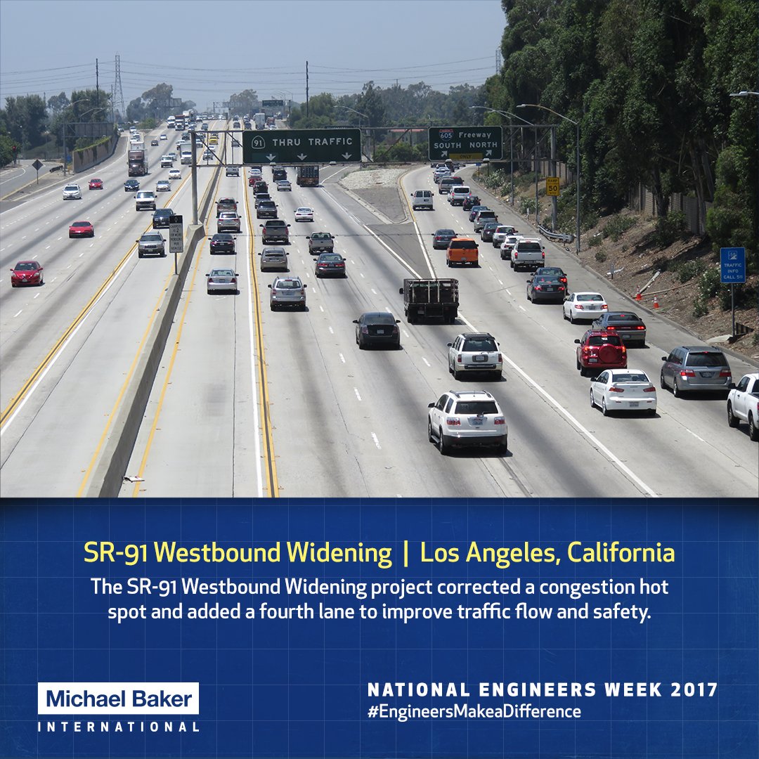 MBakerIntl's tweet photo. The @mbakerintl team prepared plans for the 3.8-mile SR-91 Widening project in LA. #NationalEngineersWeek #EngineersMakeaDifference https://t.co/zGfXZ76n9v