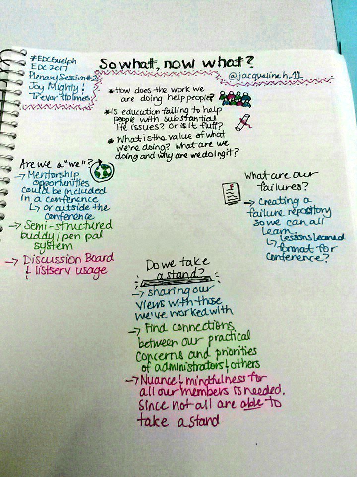 JacquelineH_11's tweet photo. Such an inspiring end to #EDCGuelph with our second keynote #sketchnoting #visualnotes https://t.co/CIRCHrGIRn