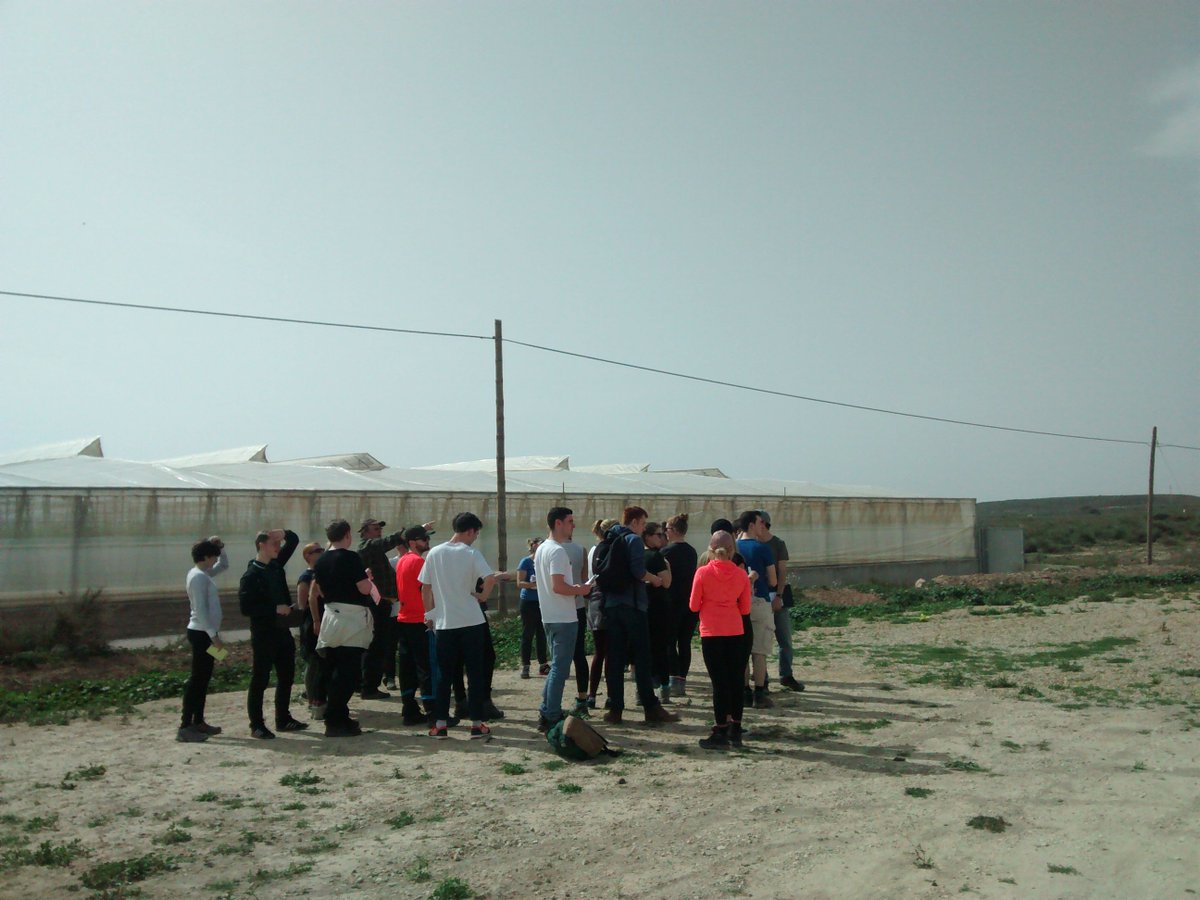 PatrigonD's tweet photo. Discussing water and resource management in the Almeria greenhouses in #BESpain2017 with @AlistairJump @JenDickie @WPaulAdderley https://t.co/xMHJYmi429