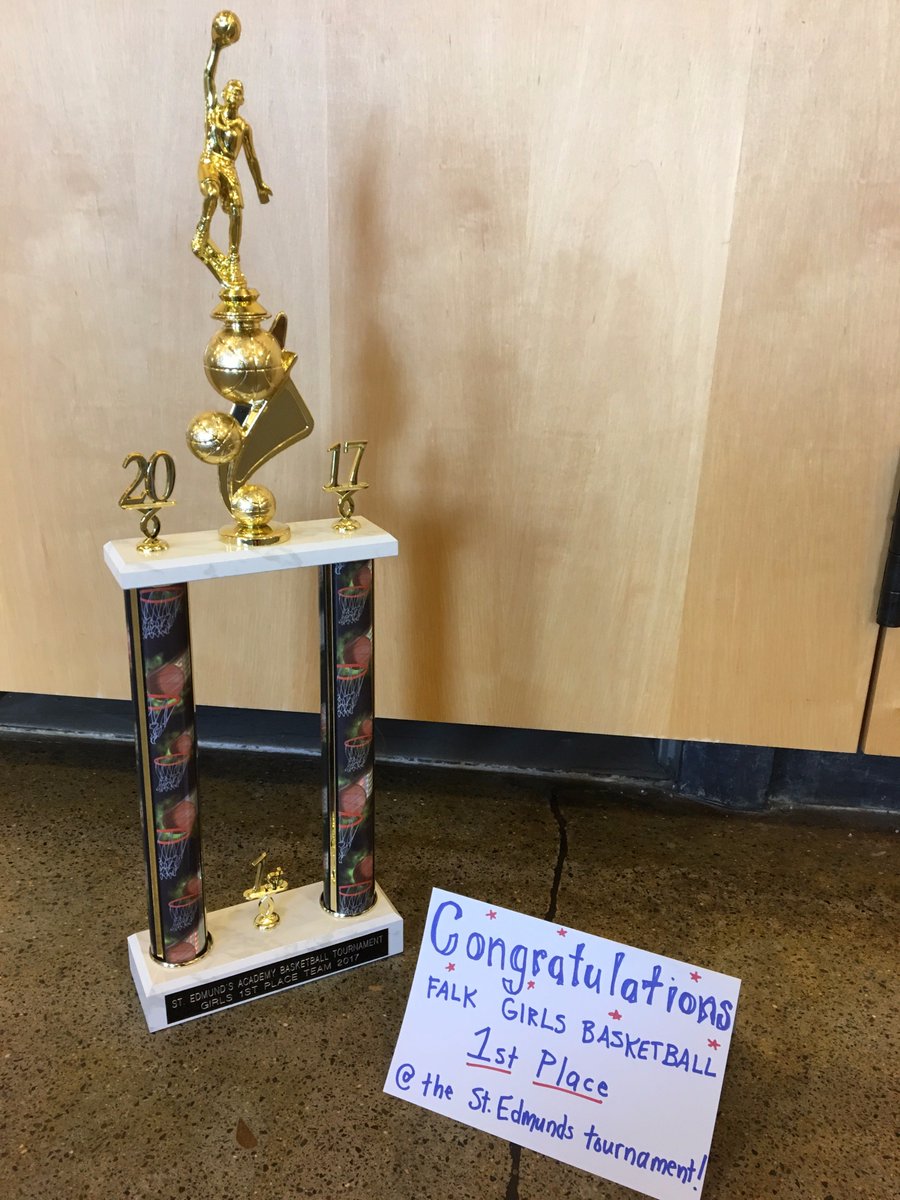 @Falk_School Congrats to Falk's Girls Basketball Team who brought home the 1st place trophy from the St. Edmunds tournament last Saturday!