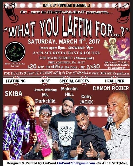 DAMONROZIER's tweet photo. The Month of March, we are going to have an amazing lineup for you!!! March 11th we bring you "What You Laughing For?" Don't miss it #comedy https://t.co/7LSfxBVQSG