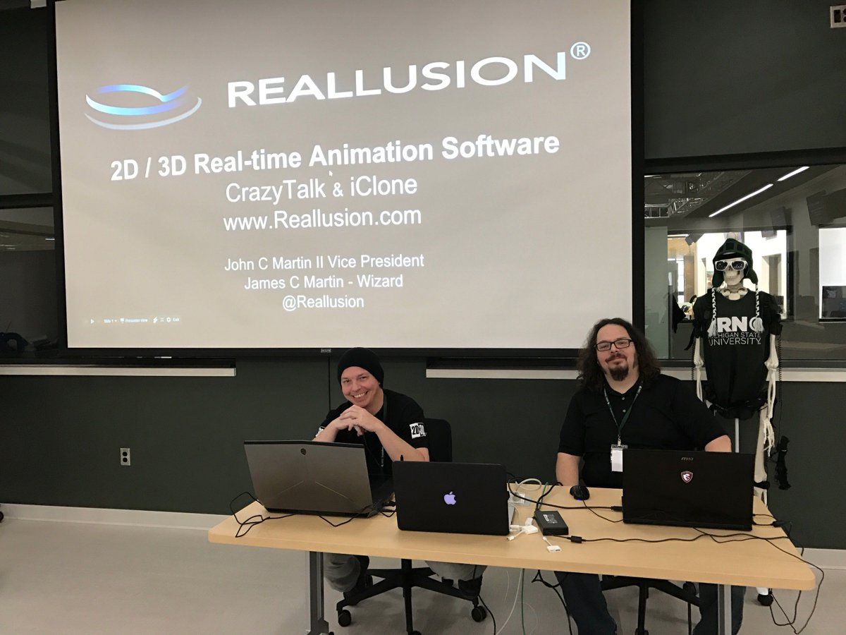 MSUjschool's tweet photo. JRN strategic partner @reallusion in the Immersive Studio, talking about collab w/Jon Stewart. #SLCDigiSummit2017 @MSUComArtSci https://t.co/LozTDisQzO