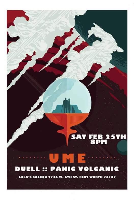 duelltx's tweet photo. Saturday night 2/25! We play with @umemusic @Panic_Volcanic and Timg Tang Tina at @LolasSaloon! Come out and party! https://t.co/YtwshKxyMx