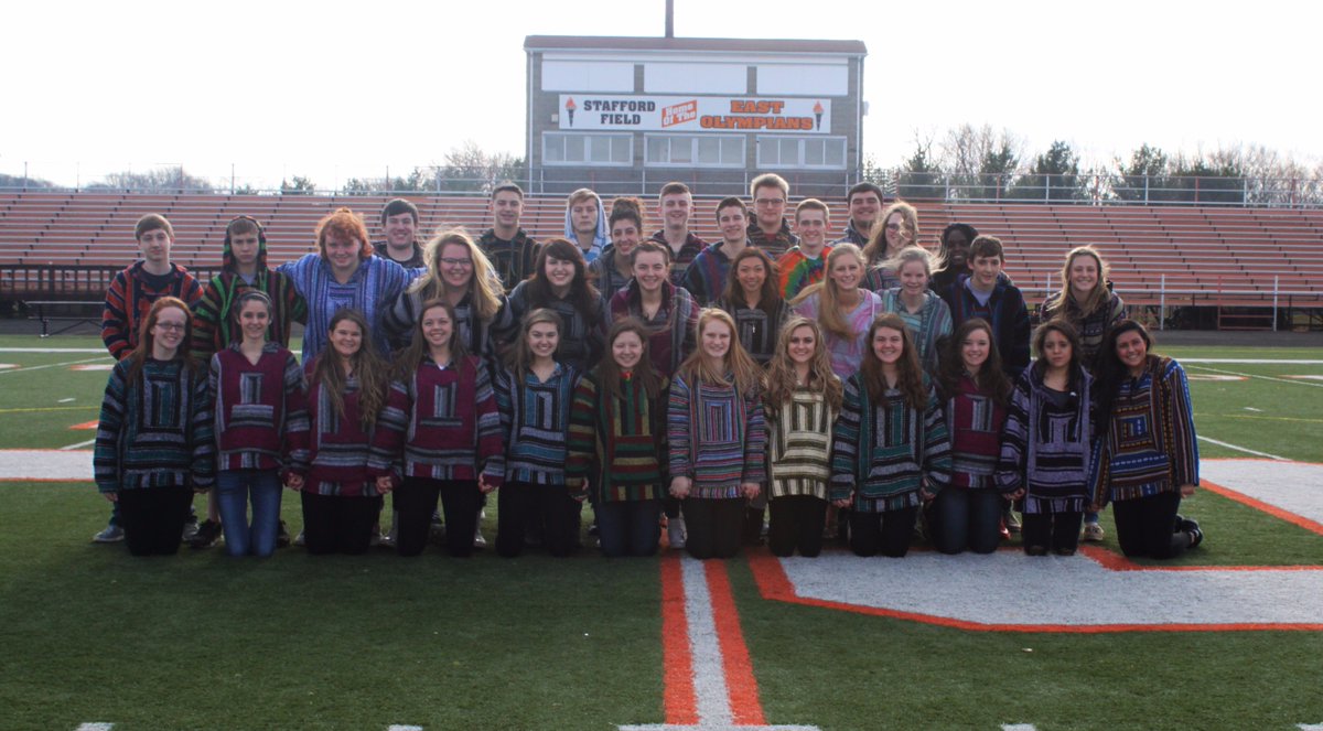 CEHSyearbook's tweet photo. Abbott Garn's friends gathered on the football field today to commemorate him by wearing "hippie ponchos". #chanceforAbbott https://t.co/oRQUWzmfYs