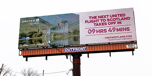 posterscope_usa's tweet photo. The countdown to the weekend is ON!... and so is the live countdown to the next flight to #Scotland! #DOOH https://t.co/dIt08fs5gY