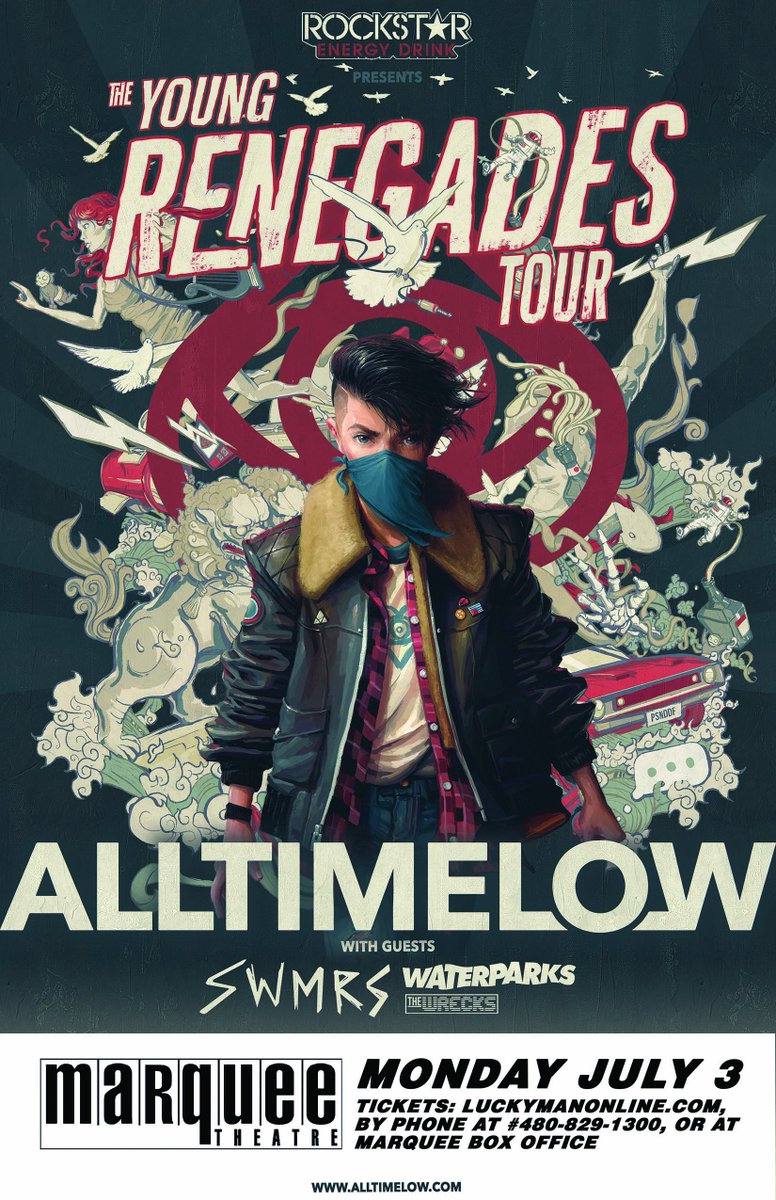 Luckymanshows's tweet photo. #ConcertAnnounce! @AllTimeLowis coming @themarqueeon July 3rd w/ @swmrs @waterparks @TheWrecksTix onsale Fri 3/2 at https://t.co/b4Xo0b4pMn https://t.co/J8EOffeG9S