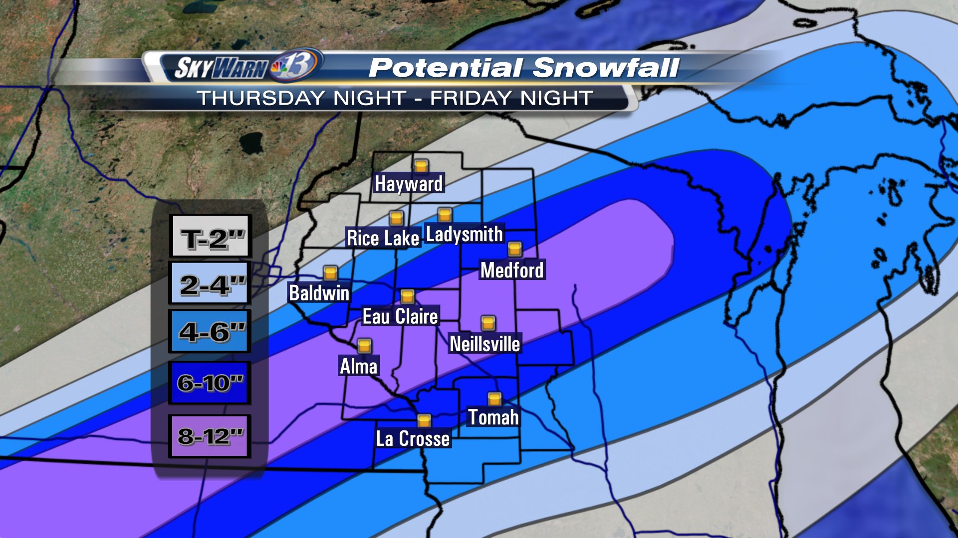 Snowfall totals from late February storm