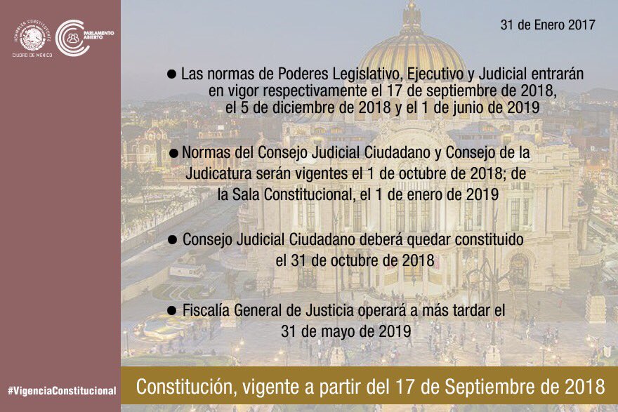 ConstituyenteOF's tweet photo. #Entérate de las fechas en que entra en vigor la Constitución de la Ciudad de México #elecciones #DDHH #Justicia #cdmx #parlamentoabierto https://t.co/JWVkiiZJuP