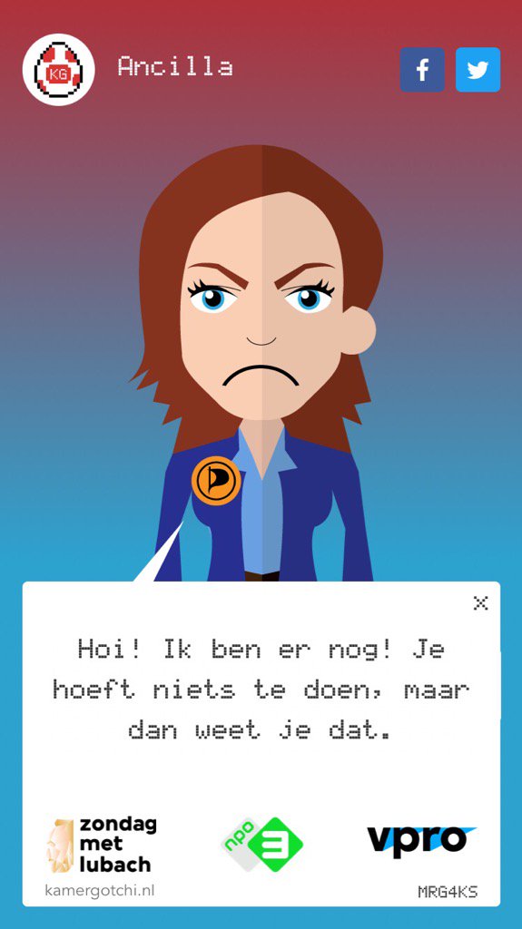 marijkej's tweet photo. Ik speel Kamergotchi en ik moet voor Ancilla zorgen. #zml kamergotchi.nlz https://t.co/44fHN1CRL0