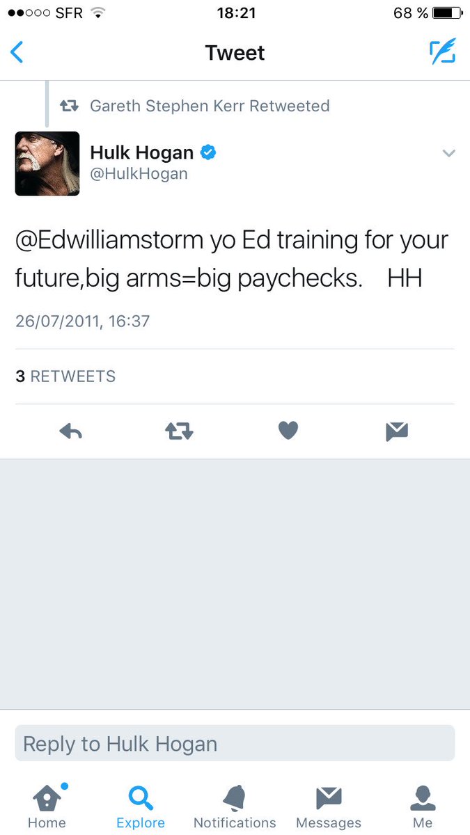 Ed_Artist315's tweet photo. Let's take a minute to remember that time hulk hogan tweeted me @HulkHogan #thatsright #bigarms #bigpaycheques #bestdayever https://t.co/HXF8OnAuEP