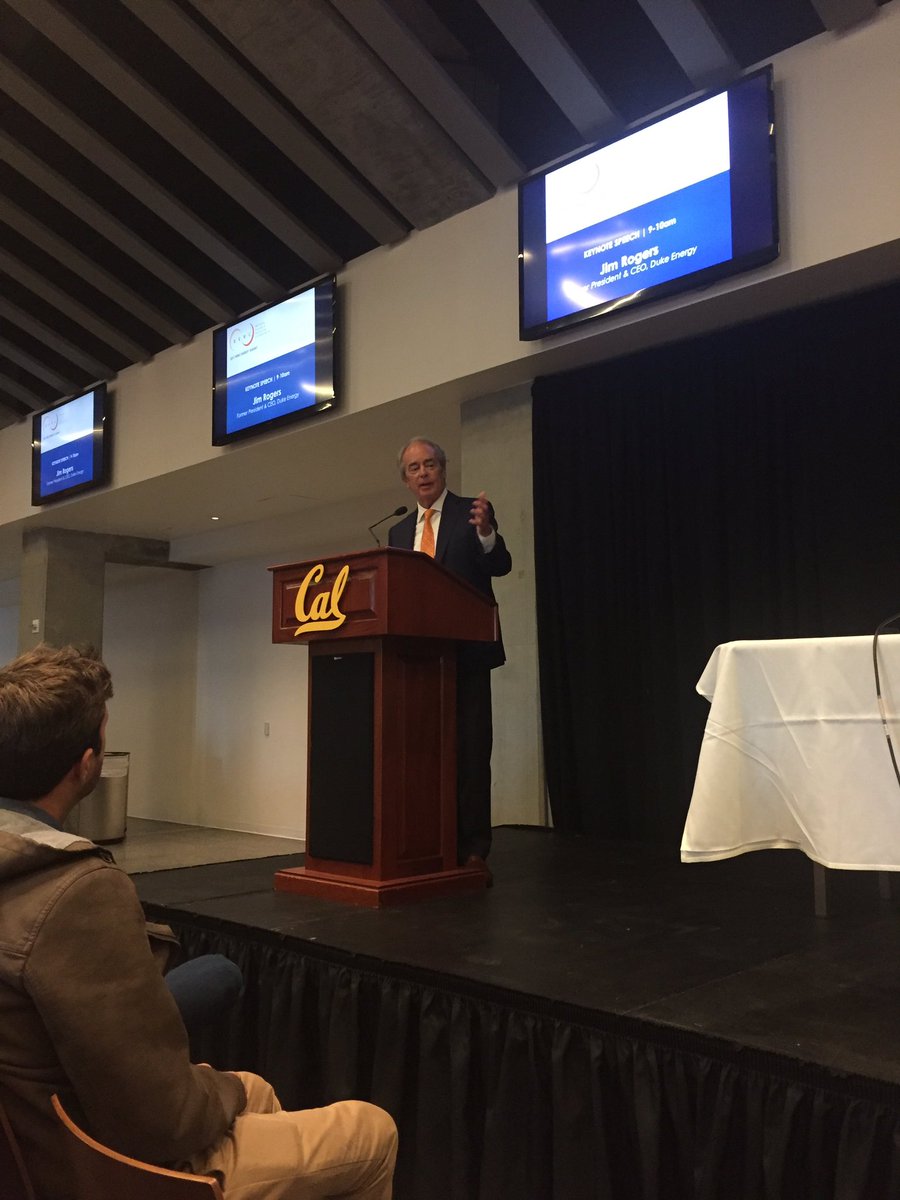 UCBERC's tweet photo. Jim Rogers, former President and CEO OF Duke Energy, delivers the #bercsummit keynote speech https://t.co/CW6GP7zAdH