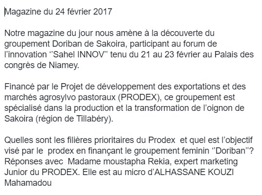 studio_kalangou's tweet image. Magazine du 24 février 2017 : Découverte du groupement Doriban de Sakoira, participant du #SahelInnov2017 goo.gl/q8vjDk #Niger