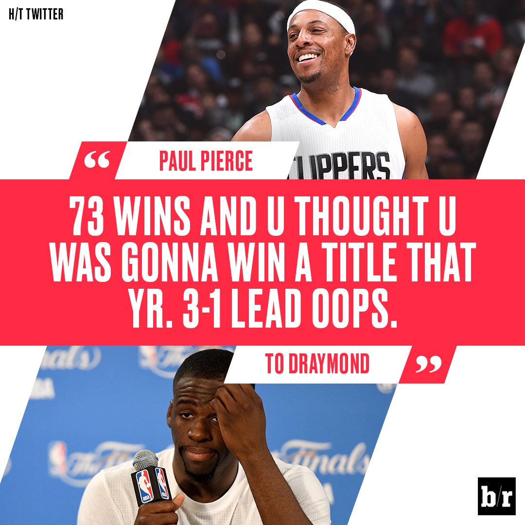 BleacherReport's tweet photo. Paul Pierce fires back at Draymond 😳 https://t.co/XfNPxkE6Dv
